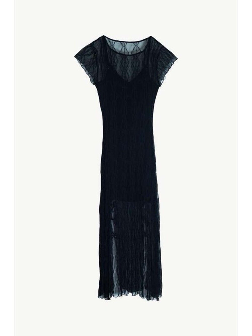 NWOT Find Me Now Second Skin Black Sheer Tassel Bow Slit Maxi Dress Size XS - Picture 3 of 9